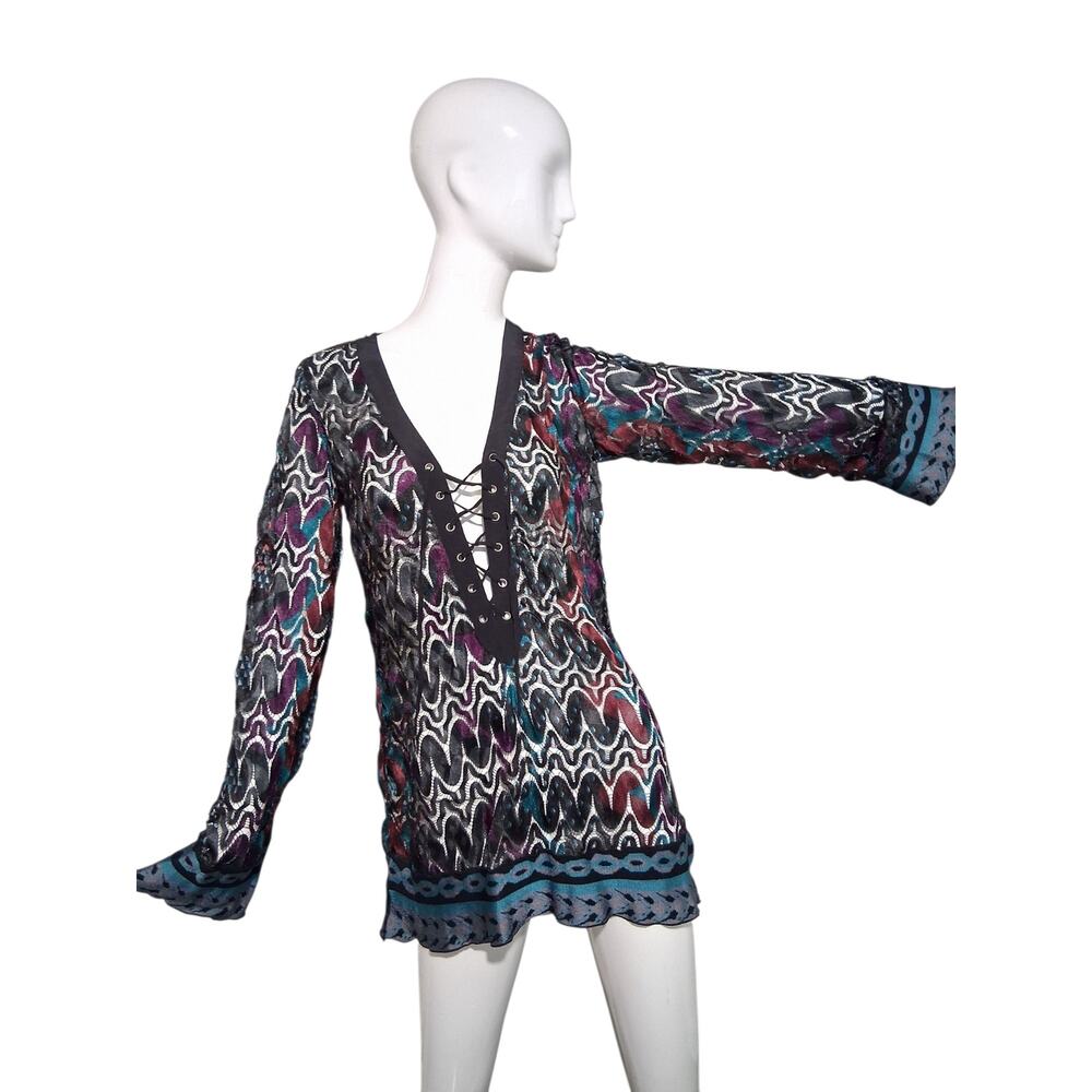 Hale Bob Unique Open knit Colorful Womens size M Festival Luxury Fairygoth Dress